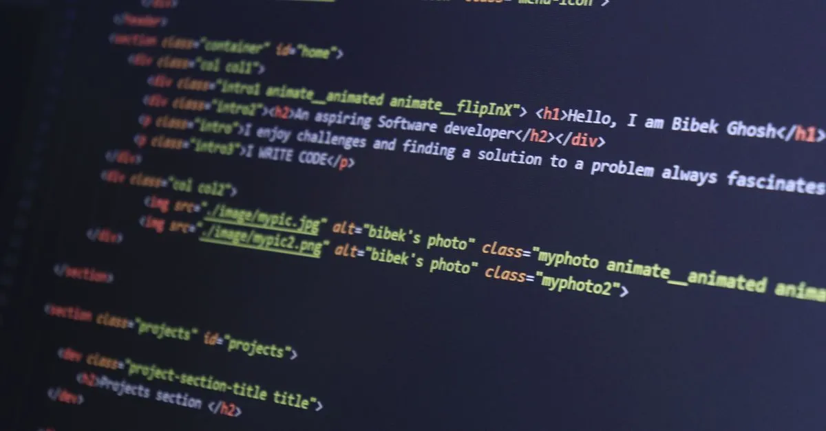Code on a screen showing HTML markup — encode and decode HTML entities online