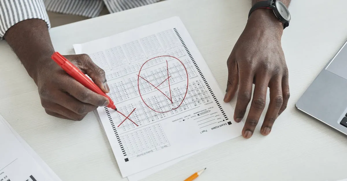 Pencil correcting text on paper — spell checking and writing correction