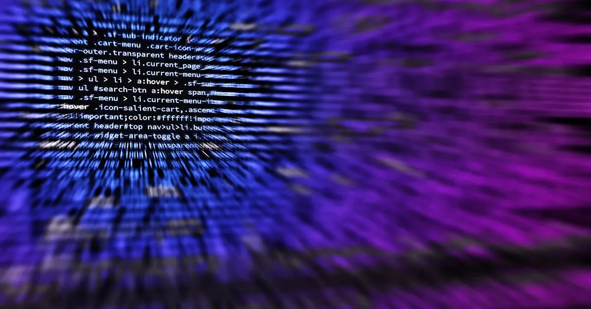 Glowing green binary code on a dark monitor screen — ASCII text encoding